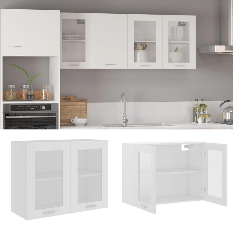 vidaXL Hanging Glass Cabinet Lyon White 80x31x60 cm Engineered Wood