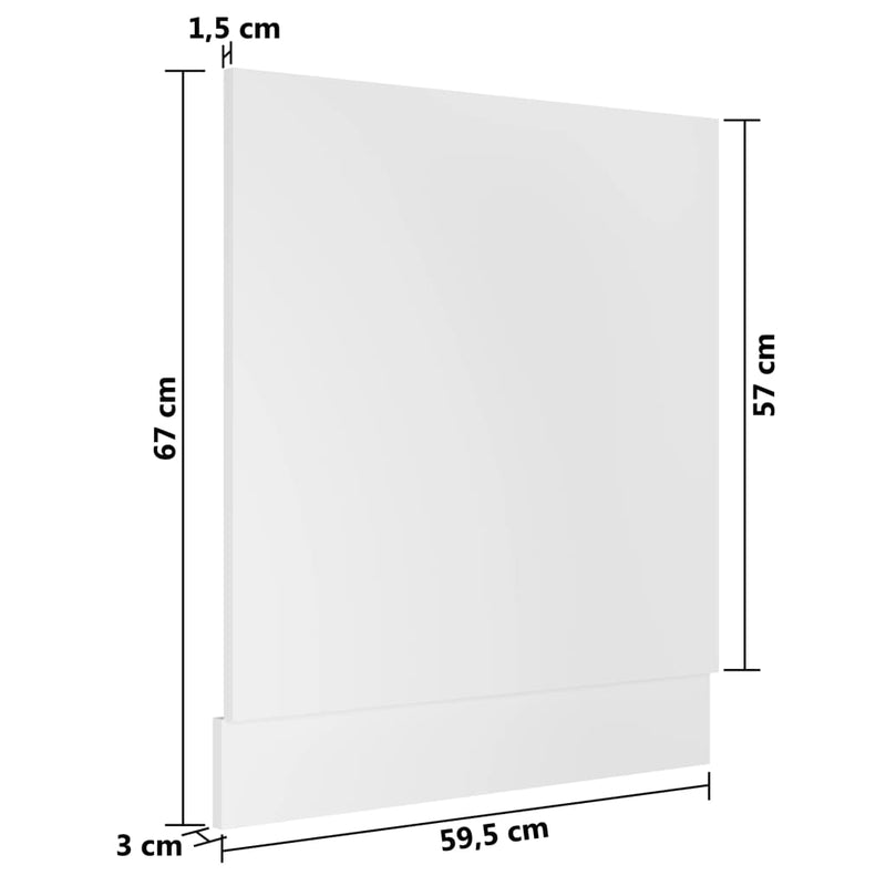 vidaXL Dishwasher Panel Lyon White 59.5x3x67 cm Engineered Wood