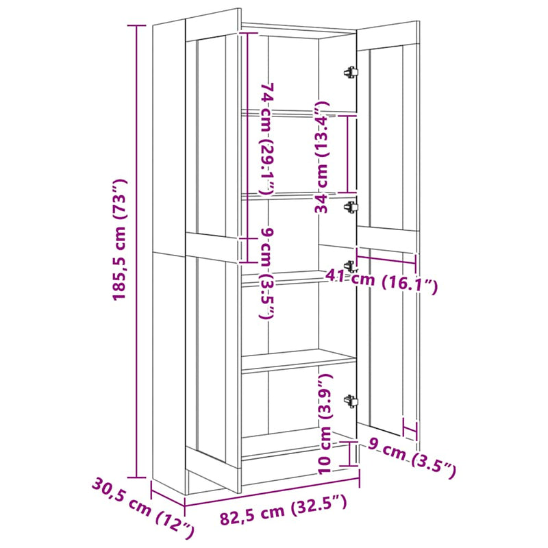 vidaXL Book Cabinet Black 82.5x30.5x185.5 cm Engineered Wood