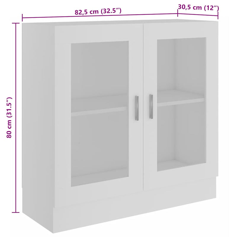 vidaXL Vitrine Cabinet White 82.5x30.5x80 cm Engineered Wood