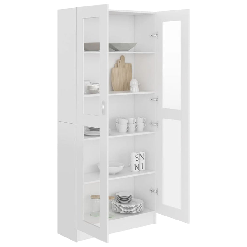 vidaXL Vitrine Cabinet White 82.5x30.5x185 cm Engineered Wood