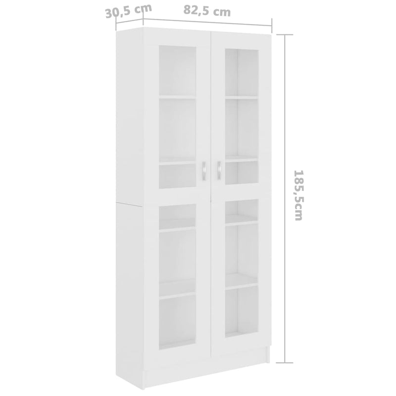 vidaXL Vitrine Cabinet White 82.5x30.5x185 cm Engineered Wood