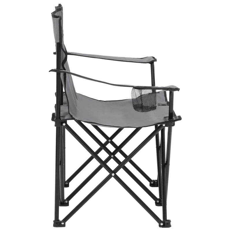 vidaXL 2-Seater Foldable Camping Chair Steel and Fabric Grey