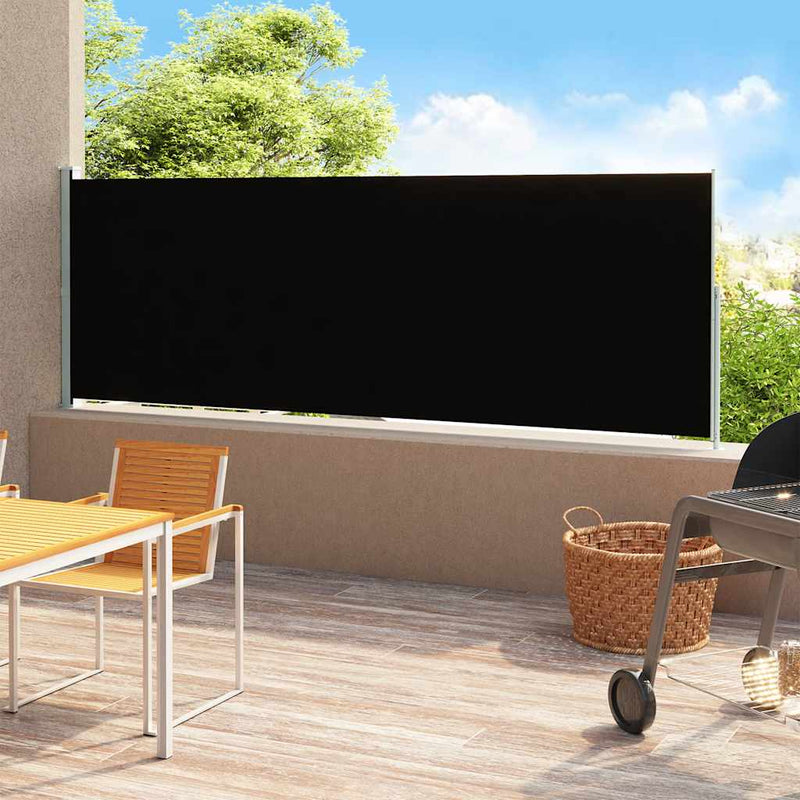 vidaXL Patio Retractable Side Awning 200x500cm Black