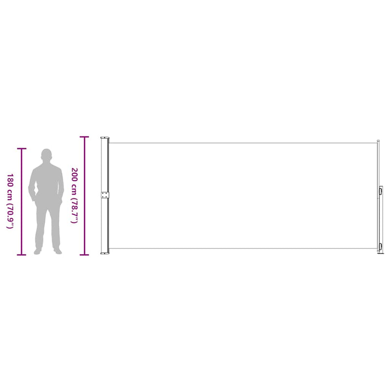 vidaXL Patio Retractable Side Awning 200x500cm Grey