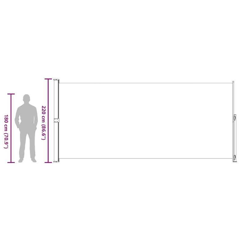 vidaXL Patio Retractable Side Awning 220x500cm Black