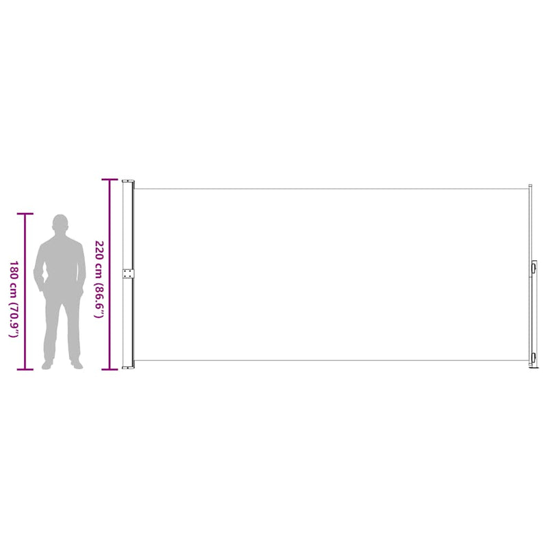 vidaXL Patio Retractable Side Awning 220x500cm Grey