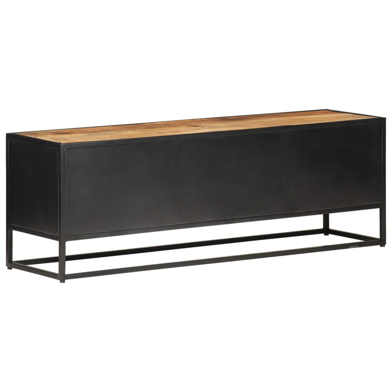 vidaXL TV Cabinet 120x30x40 cm Rough Mango Wood and Natural Cane
