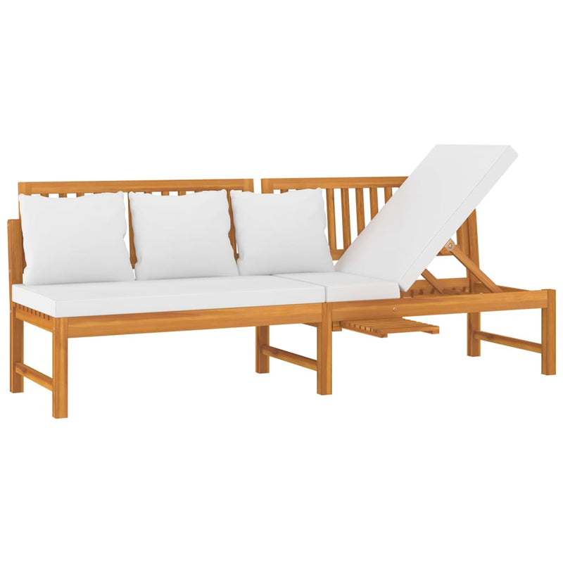 vidaXL Day Bed with Cream Cushion 200x60x75 cm Solid Wood Acacia