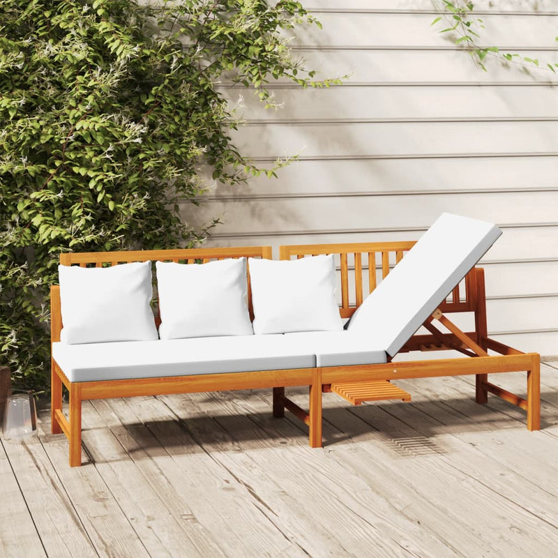 vidaXL Day Bed with Cream Cushion 200x60x75 cm Solid Wood Acacia