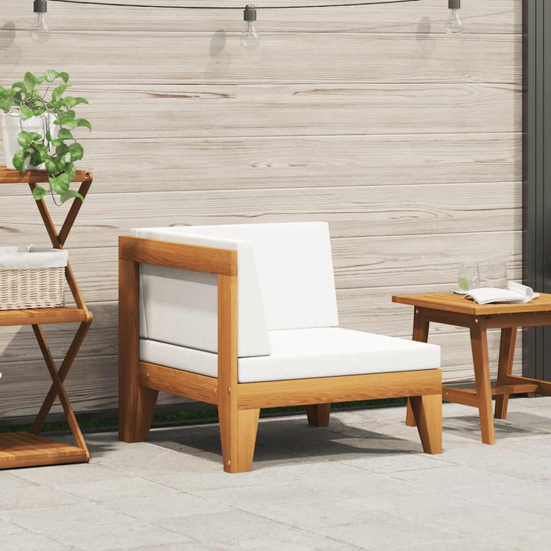 vidaXL Sectional Corner Sofa & Cream White Cushions Solid Acacia Wood