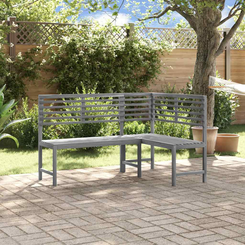 vidaXL Garden Corner Bench Grey 140 cm Solid Acacia Wood