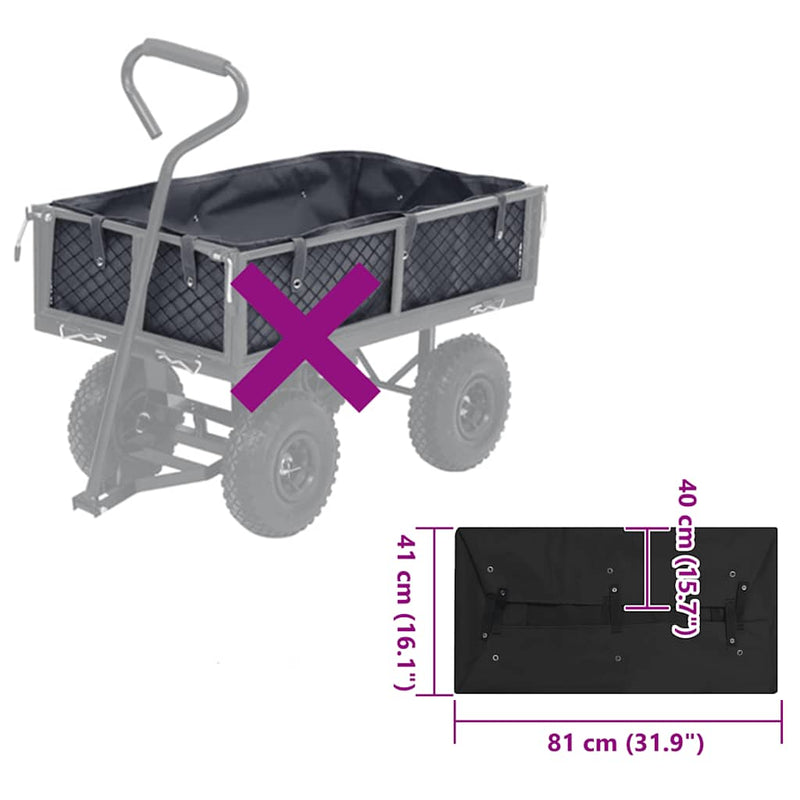 vidaXL Garden Cart Liner Black 81x41x40 cm Fabric