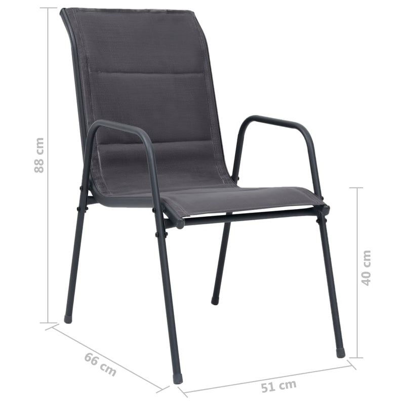 vidaXL Stackable Garden Chairs 2 pcs Steel and Textilene Anthracite