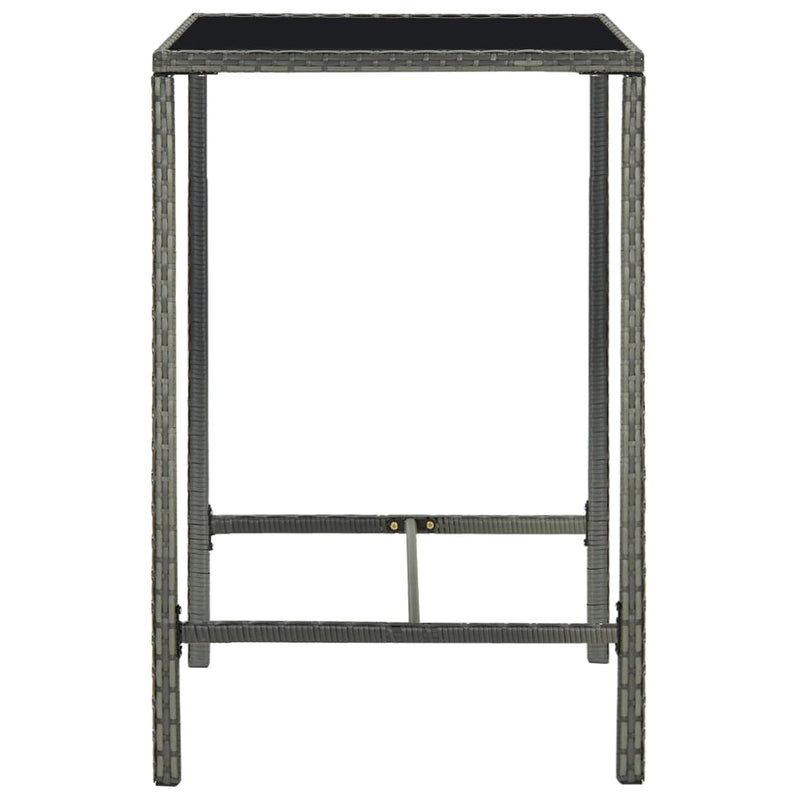 vidaXL Garden Bar Table Grey 70x70x110 cm Poly Rattan and Glass