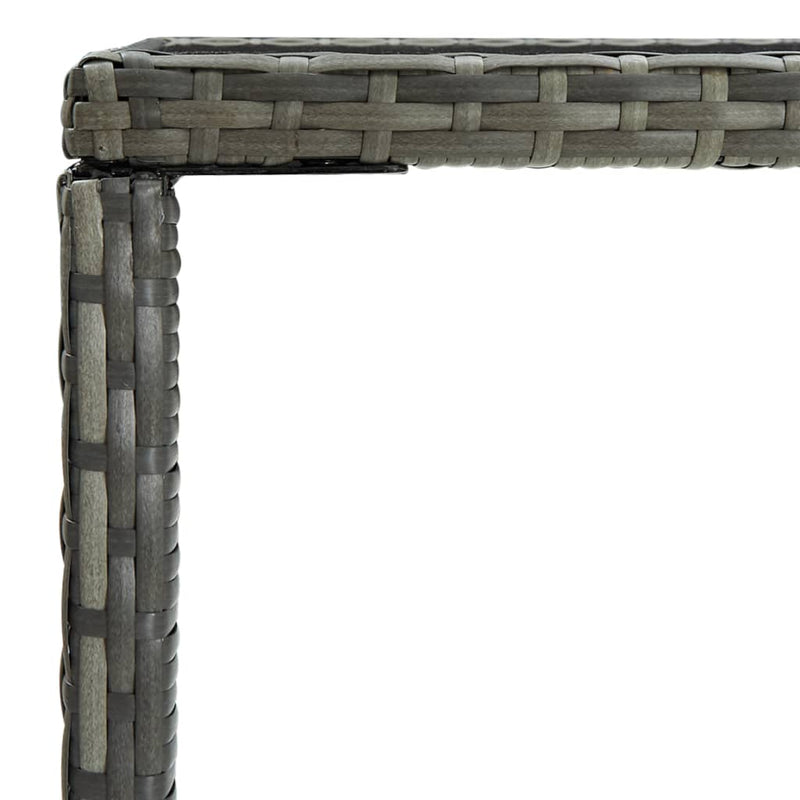 vidaXL Garden Bar Table Grey 70x70x110 cm Poly Rattan and Glass