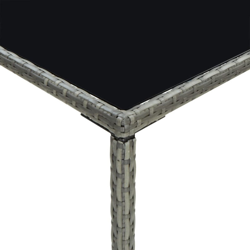 vidaXL Garden Bar Table Grey 70x70x110 cm Poly Rattan and Glass