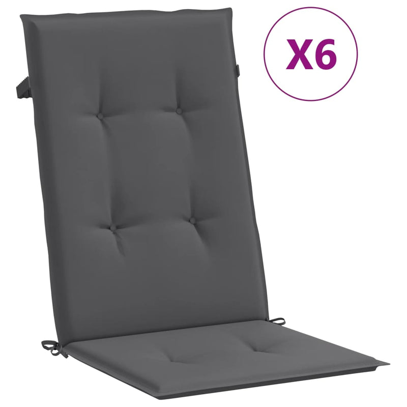 vidaXL Garden Highback Chair Cushions 6 pcs Anthracite 120x50x3 cm Fabric