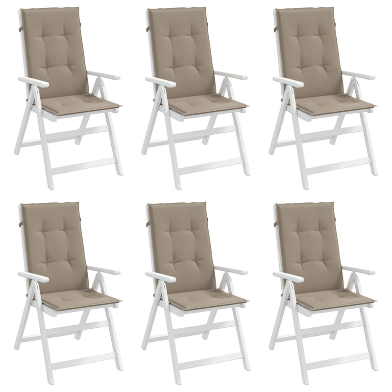 vidaXL Garden Highback Chair Cushions 6 pcs Taupe 120x50x3 cm Fabric