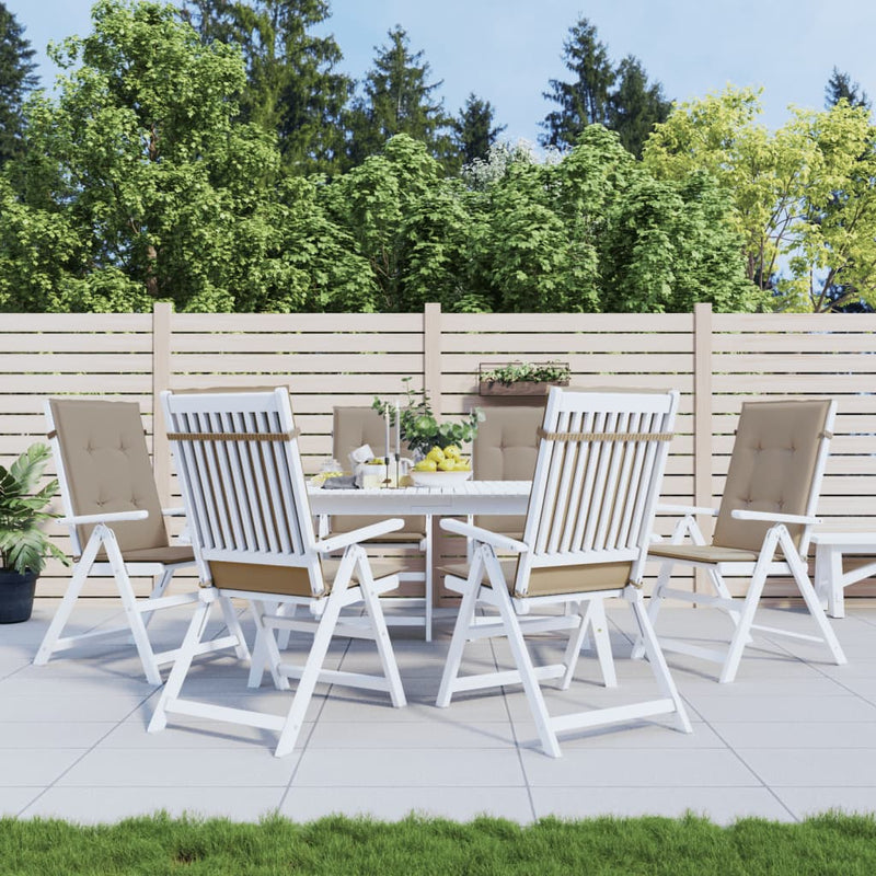 vidaXL Garden Highback Chair Cushions 6 pcs Taupe 120x50x3 cm Fabric
