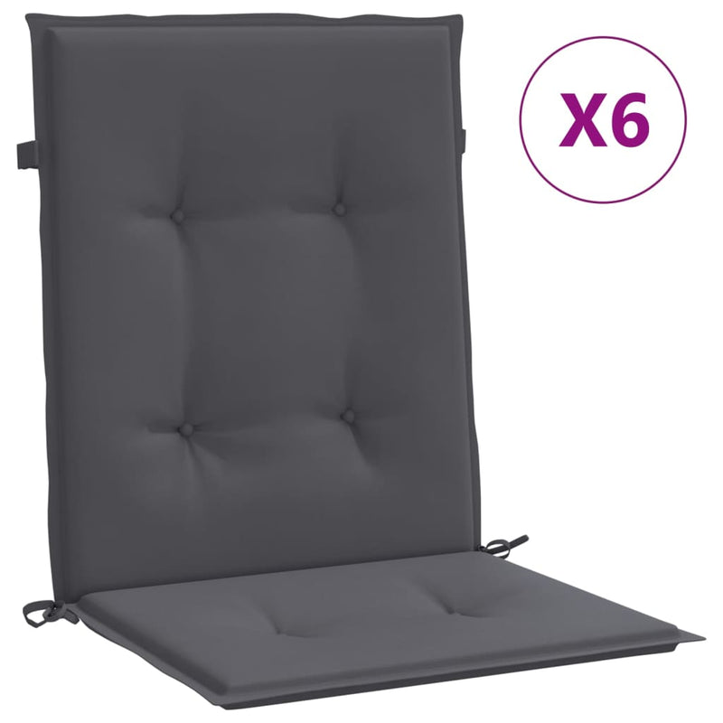 vidaXL Garden Lowback Chair Cushions 6 pcs Anthracite Oxford Fabric