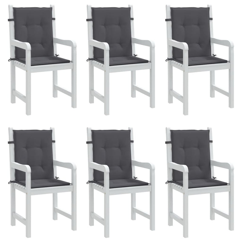 vidaXL Garden Lowback Chair Cushions 6 pcs Anthracite Oxford Fabric