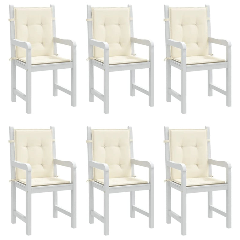 vidaXL Garden Lowback Chair Cushions 6 pcs Cream 100x50x3 cm Oxford Fabric