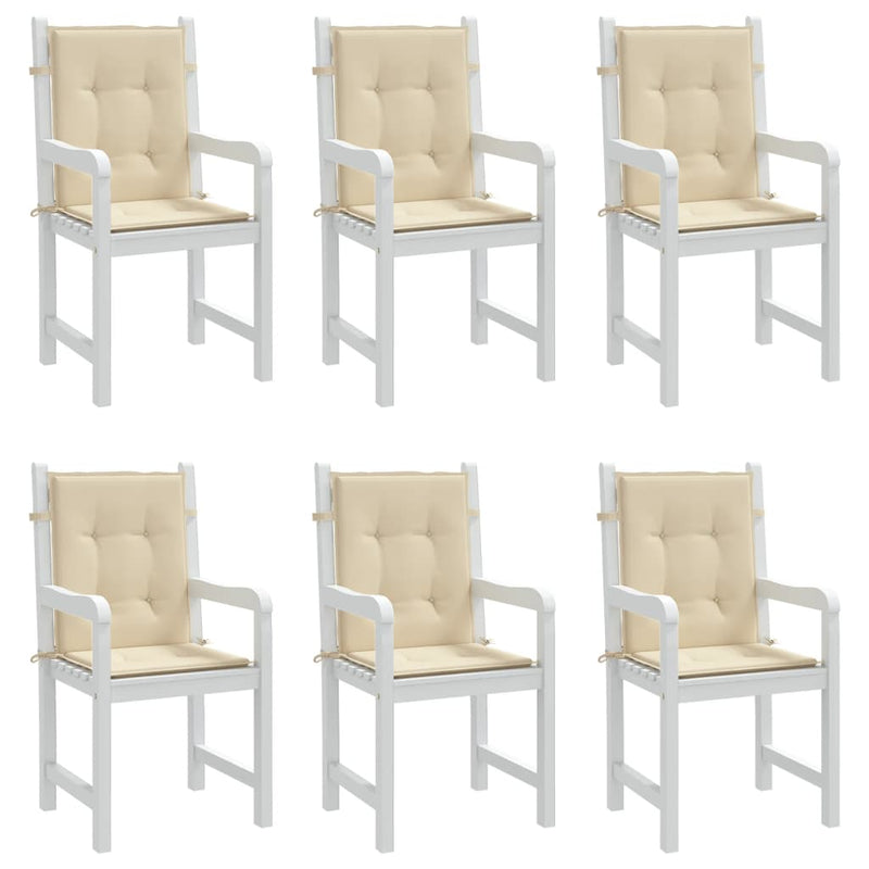 vidaXL Garden Lowback Chair Cushions 6 pcs Beige 100x50x3 cm Oxford Fabric