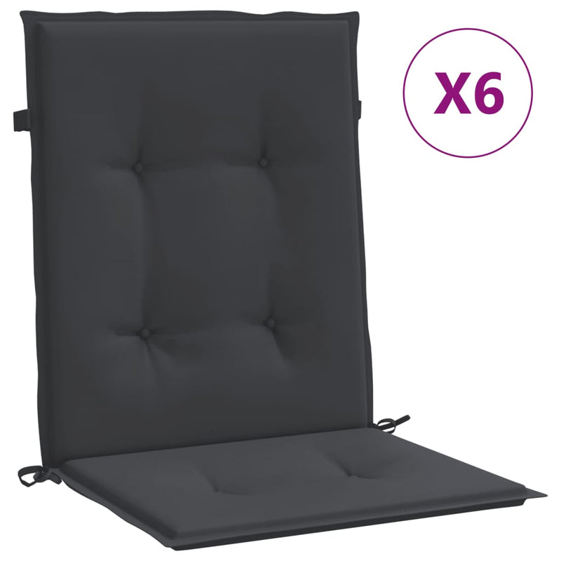 vidaXL Garden Lowback Chair Cushions 6 pcs Black 100x50x3 cm Oxford Fabric