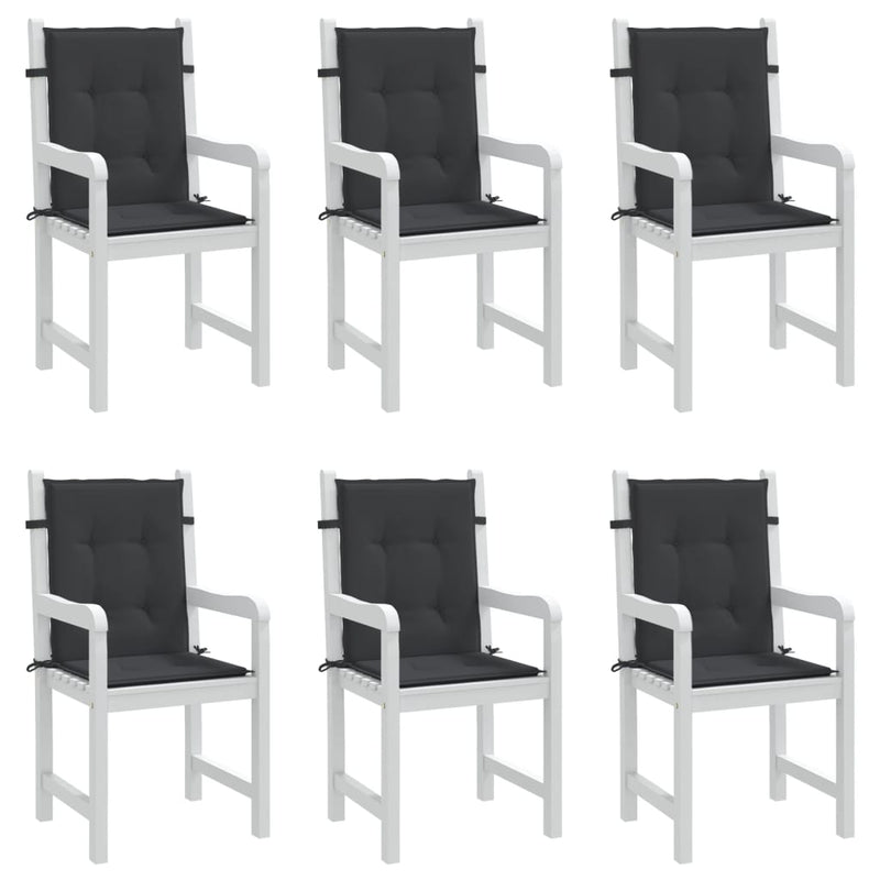 vidaXL Garden Lowback Chair Cushions 6 pcs Black 100x50x3 cm Oxford Fabric