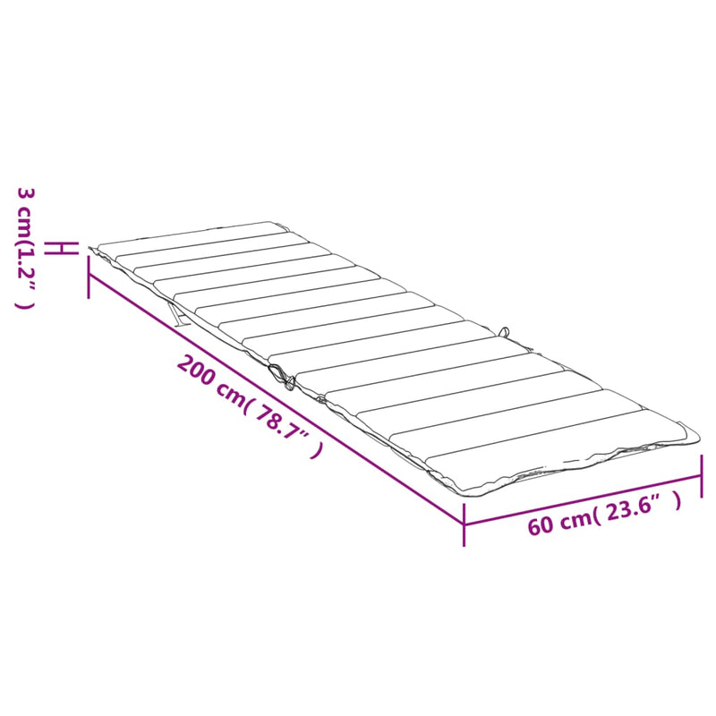 vidaXL Sun Lounger Cushion Cream 200x60x3cm Oxford Fabric