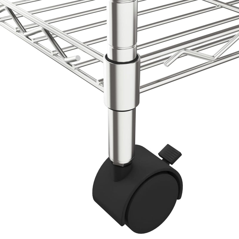 vidaXL 3-Tier Storage Rack with Wheels 60x35x81 cm Chrome 150 kg