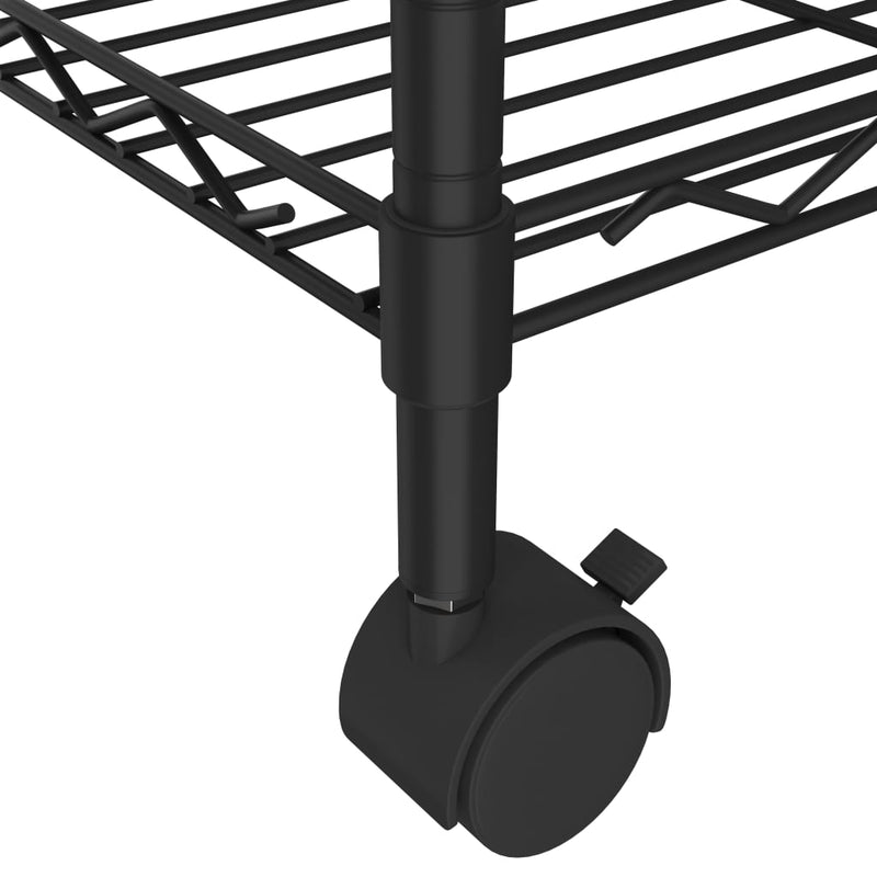 vidaXL 3-Tier Storage Rack with Wheels 60x35x81 cm Black 150 kg