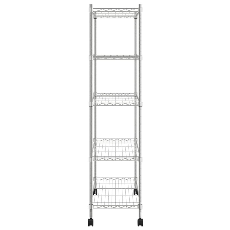 5-Tier Storage Shelf with Wheels 75x35x155 cm Chrome 250 kg