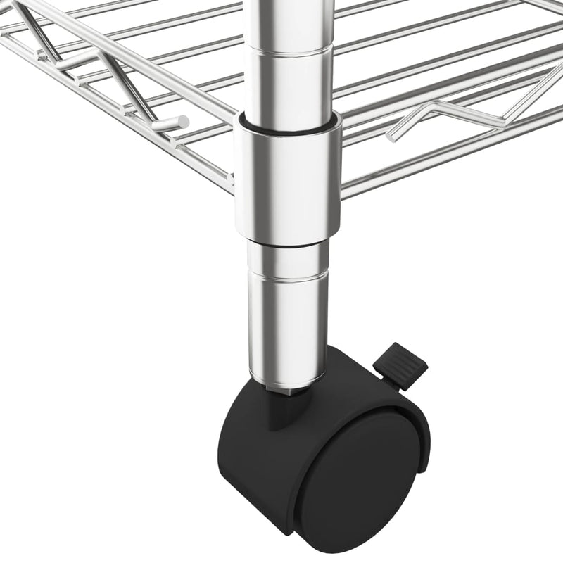 vidaXL 5-Tier Storage Shelf with Wheels 75x35x155 cm Chrome 250 kg