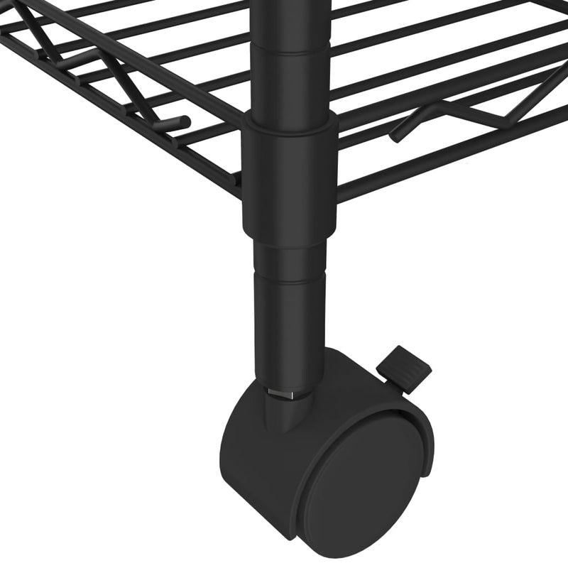 vidaXL 5-Tier Storage Shelf with Wheels 75x35x155 cm Black 250 kg