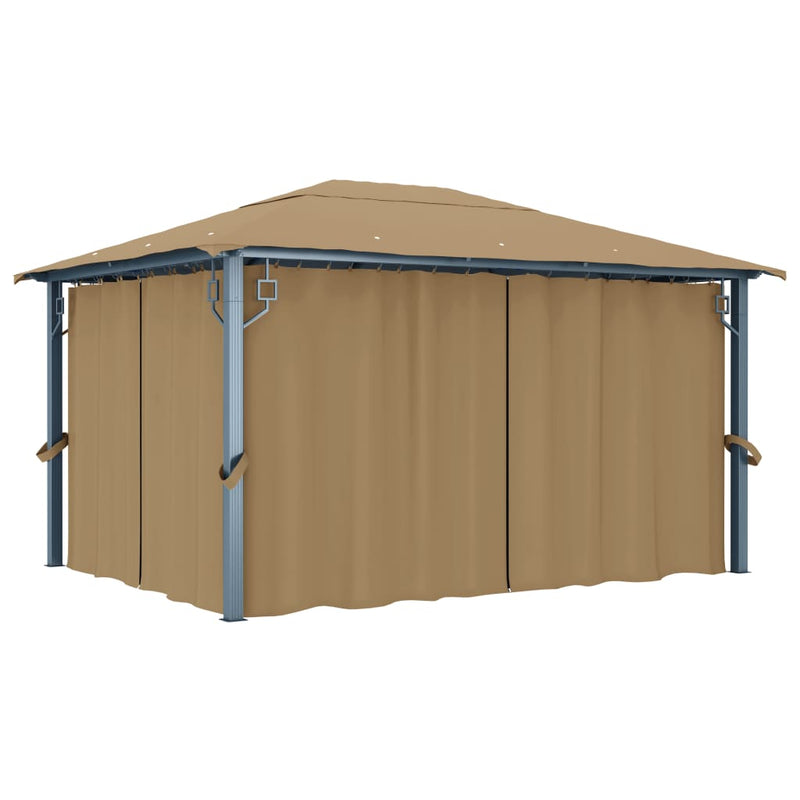 vidaXL Gazebo with Curtain 400x300 cm Taupe Aluminium