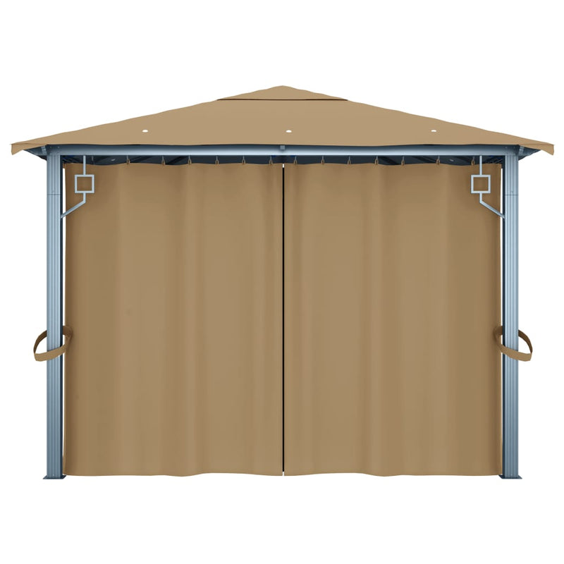 vidaXL Gazebo with Curtain 400x300 cm Taupe Aluminium