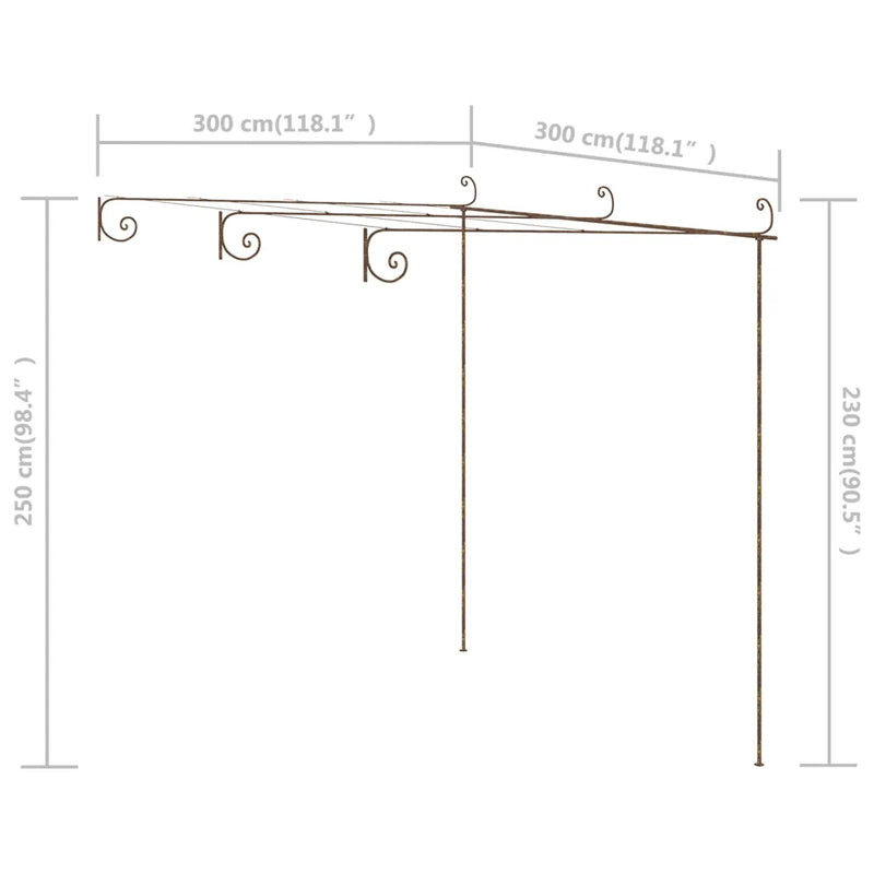 Garden Pergola Antique Brown 3x3x2.5 m Iron