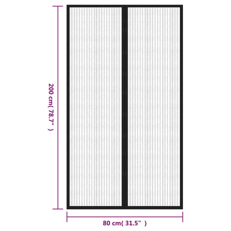 vidaXL Insect Door Curtains 2 pcs with Magnet Blocks Black 200x80 cm