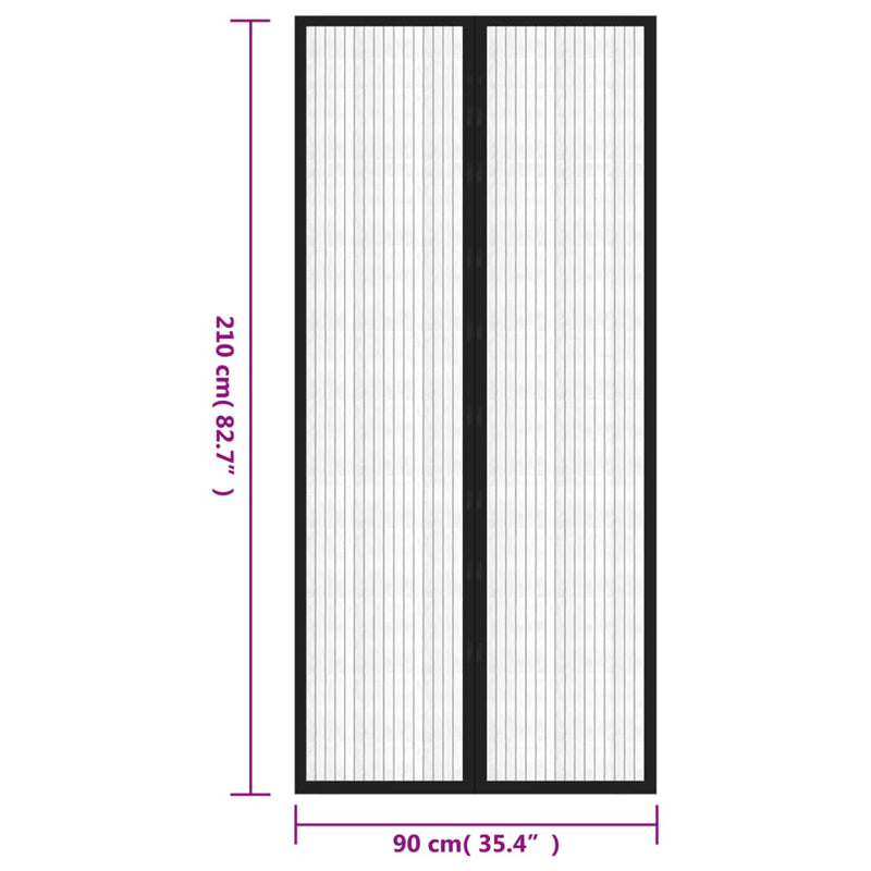 vidaXL Insect Door Curtains 2 pcs with Magnet Blocks Black 210x90 cm