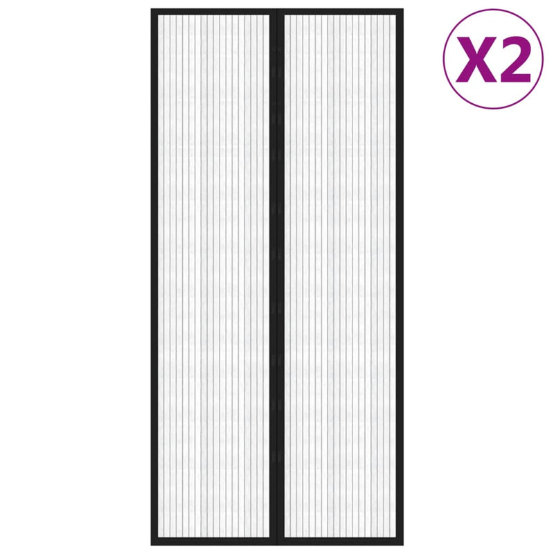 vidaXL Insect Door Curtains 2 pcs with Magnet Blocks Black 220x110 cm