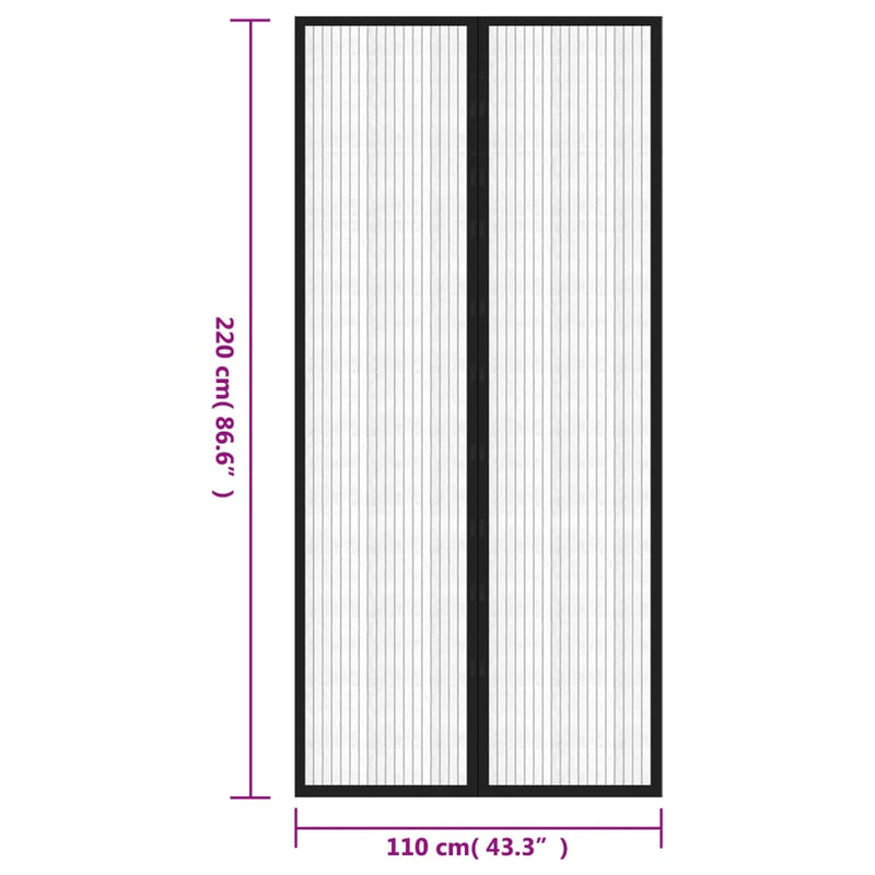 vidaXL Insect Door Curtains 2 pcs with Magnet Blocks Black 220x110 cm