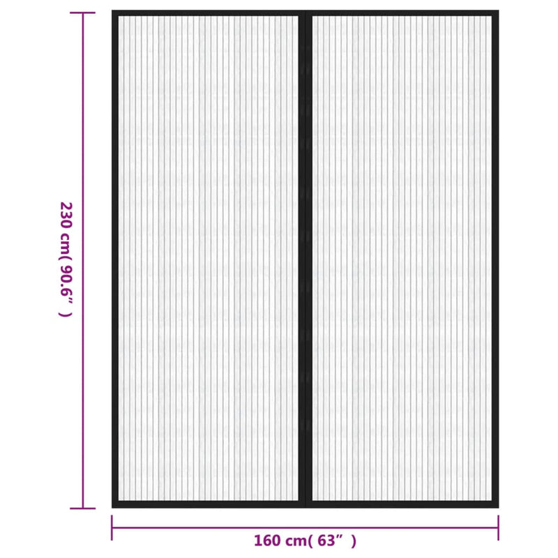 vidaXL Insect Door Curtains 2 pcs with Magnet Blocks Black 230x160 cm