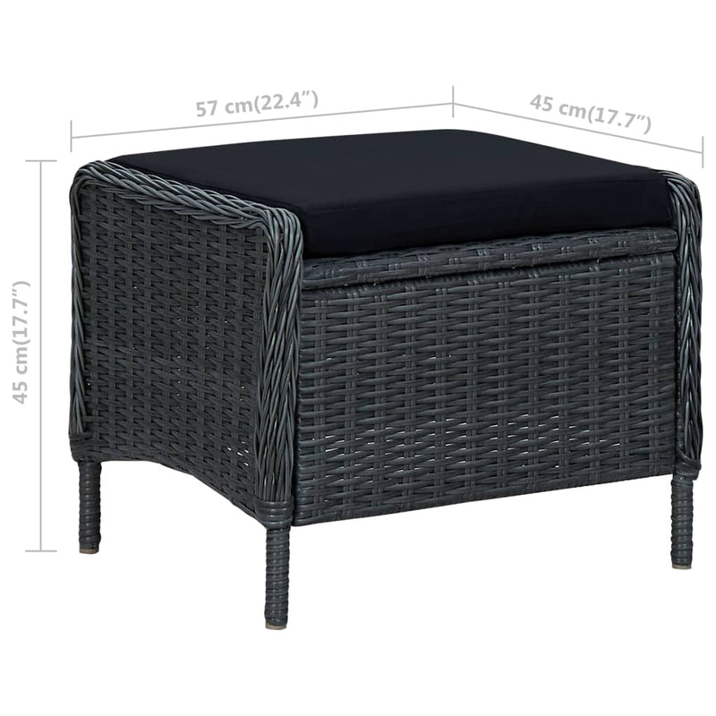 vidaXL Reclining Garden Chair with Footstool Poly Rattan Dark Grey