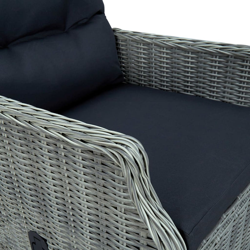 vidaXL Reclining Garden Chair with Footstool Poly Rattan Light Grey