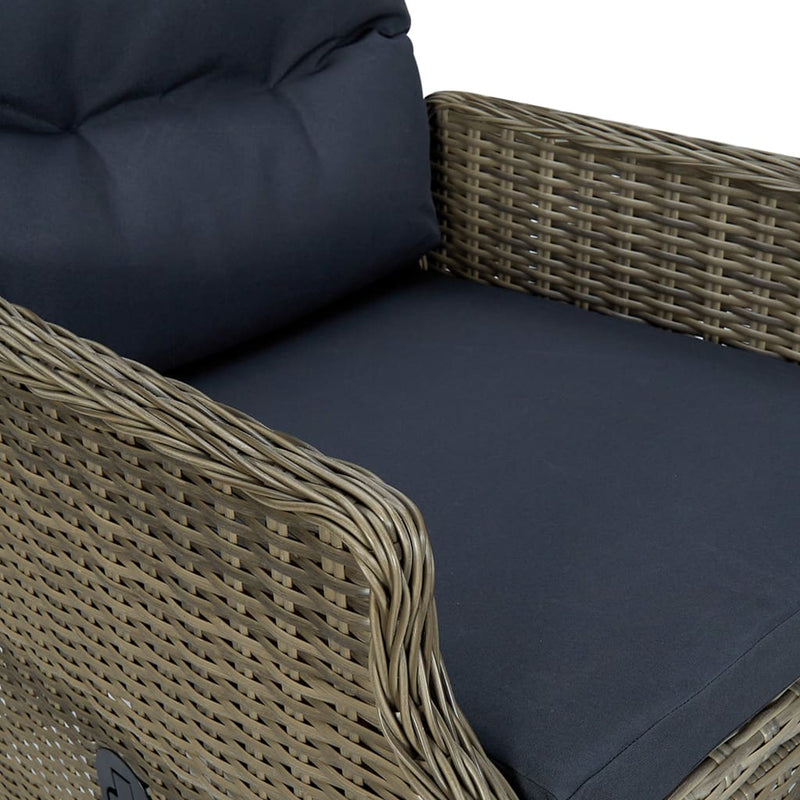 vidaXL Reclining Garden Chair with Footstool Poly Rattan Brown