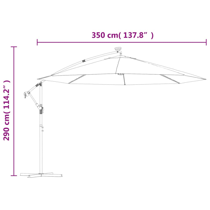 Cantilever Garden Parasol with LED Lights Black 350 cm