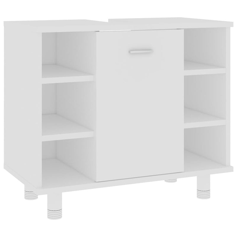 3 Piece Bathroom Furniture Set White Engineered Wood