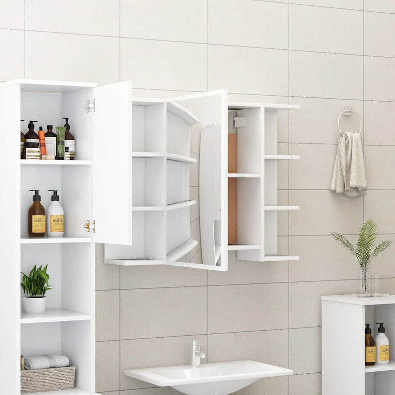 3 Piece Bathroom Furniture Set White Engineered Wood